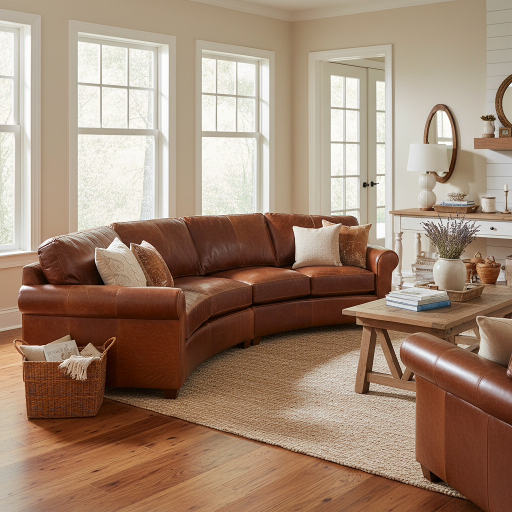 Legacy - Benson - 4 seat Round Conversation Sofa – Leather and