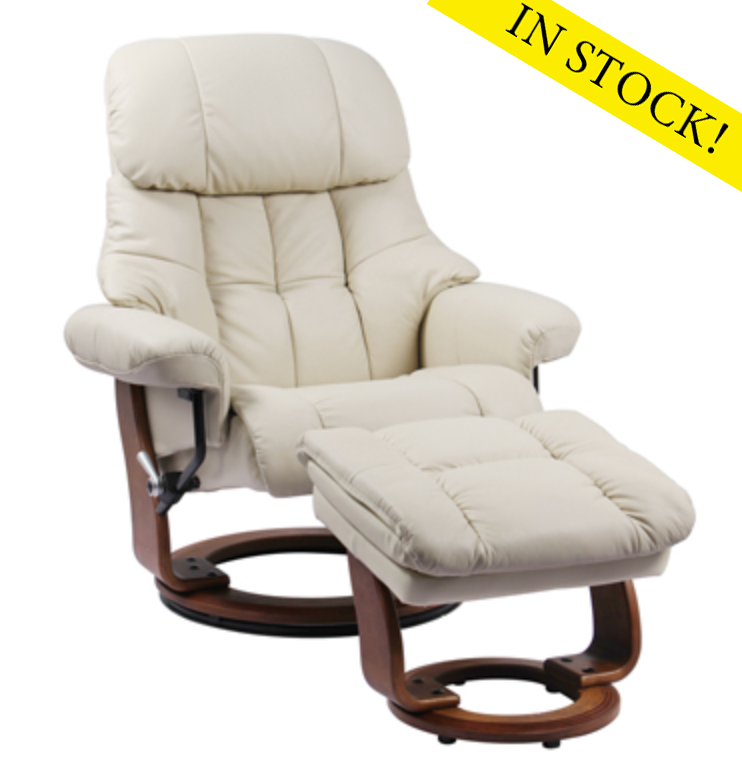 Ivory chair with discount ottoman