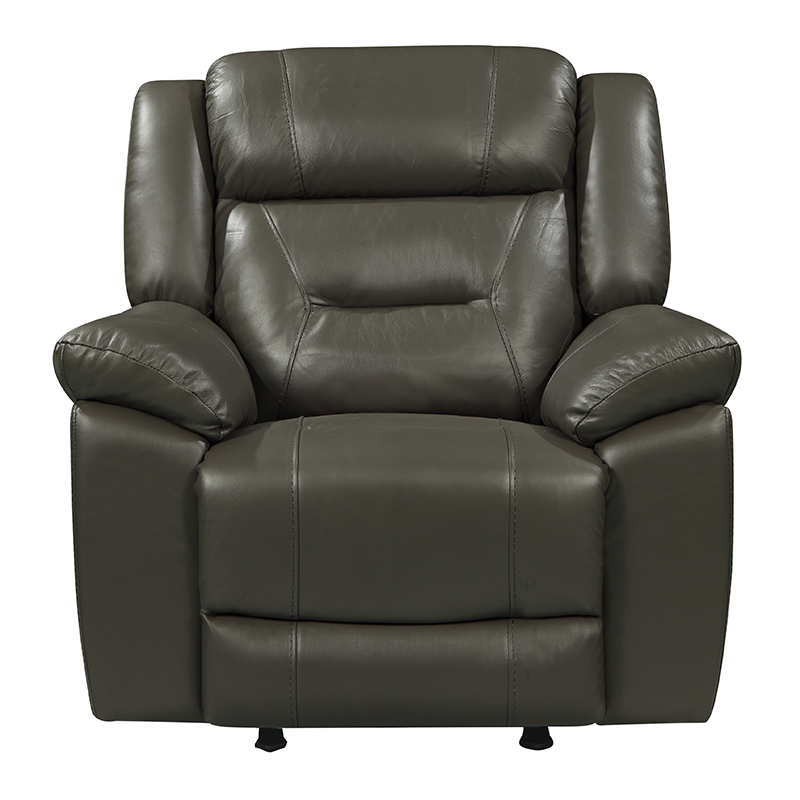 New Classic Sebastian Leather Rocker Recliner Grey Leather