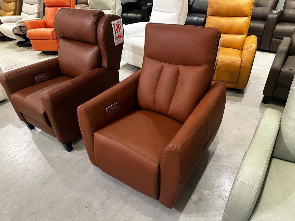 Elran - L0042 - Powered Recliner - Brown – Leather and More in Hickory NC