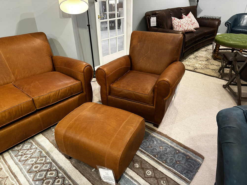 American Classics Leather - 596 Tight Back Chair and Ottoman - In Stock