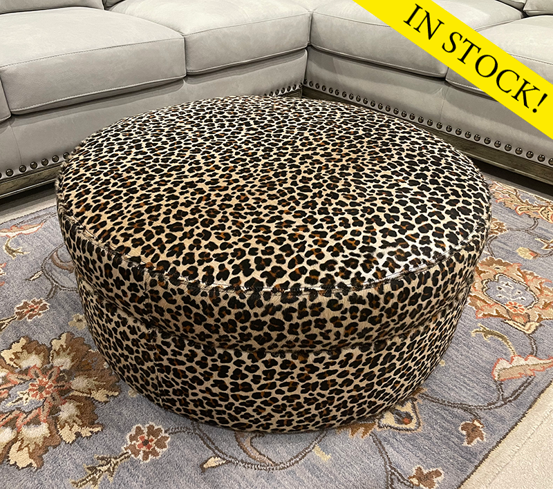 American Classics Leather - Leopard print - Hair on Hide Ottoman - In Stock!