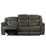 New Classic - Sebastian - Leather - Dual reclining Sofa - Grey
